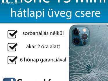 iPhone 13 Mini hátlapi üveg csere pár órán belül Budapesten