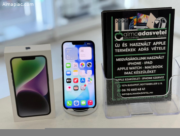 iPhone 14 128GB Független Megkímélt/1-3 hónap gar./Akku 86%/p4599