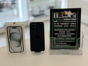 iPhone 15 128GB Fekete Független Megkímélt/1-3 hónap gar./Akku 89%/