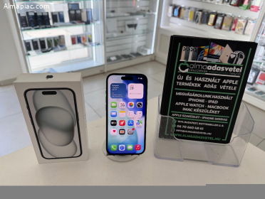 iPhone 15 128GB Használt Független/2029.03.16.Gar./Akku 100%/p4903