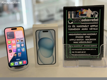 iPhone 15 128GB Kék Független Megkímélt/1-3 hónap gar./Akku 88%/p4614