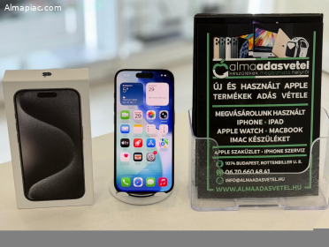 iPhone 15 Pro 128GB Független Megkímélt/1-3 hónap gar./Akku 89%/p4611