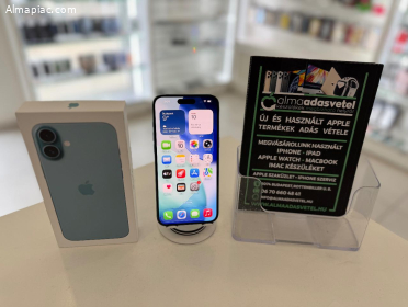 iPhone 16 Plus 128GB Független Újszerű/2026.11.30.Apple Gar./Akku 100%