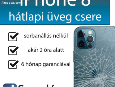 iPhone 8 hátlapi üveg csere pár órán belül Budapesten