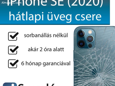 iPhone SE 2020 hátlapi üveg csere pár órán belül Budapesten