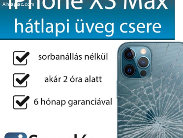 iPhone XS Max hátlapi üveg csere pár órán belül Budapesten